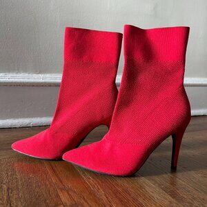 Red Stiletto Heeled Sock Boot - Women’s Size 9